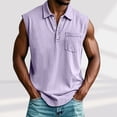 thumbnail image 2 of Goodtrade8 Athletic Summer Shirts for Men Button Tank Tops with Pocket Solid Color Sleeveless Casual Lapel Mens Shirts, 2 of 7