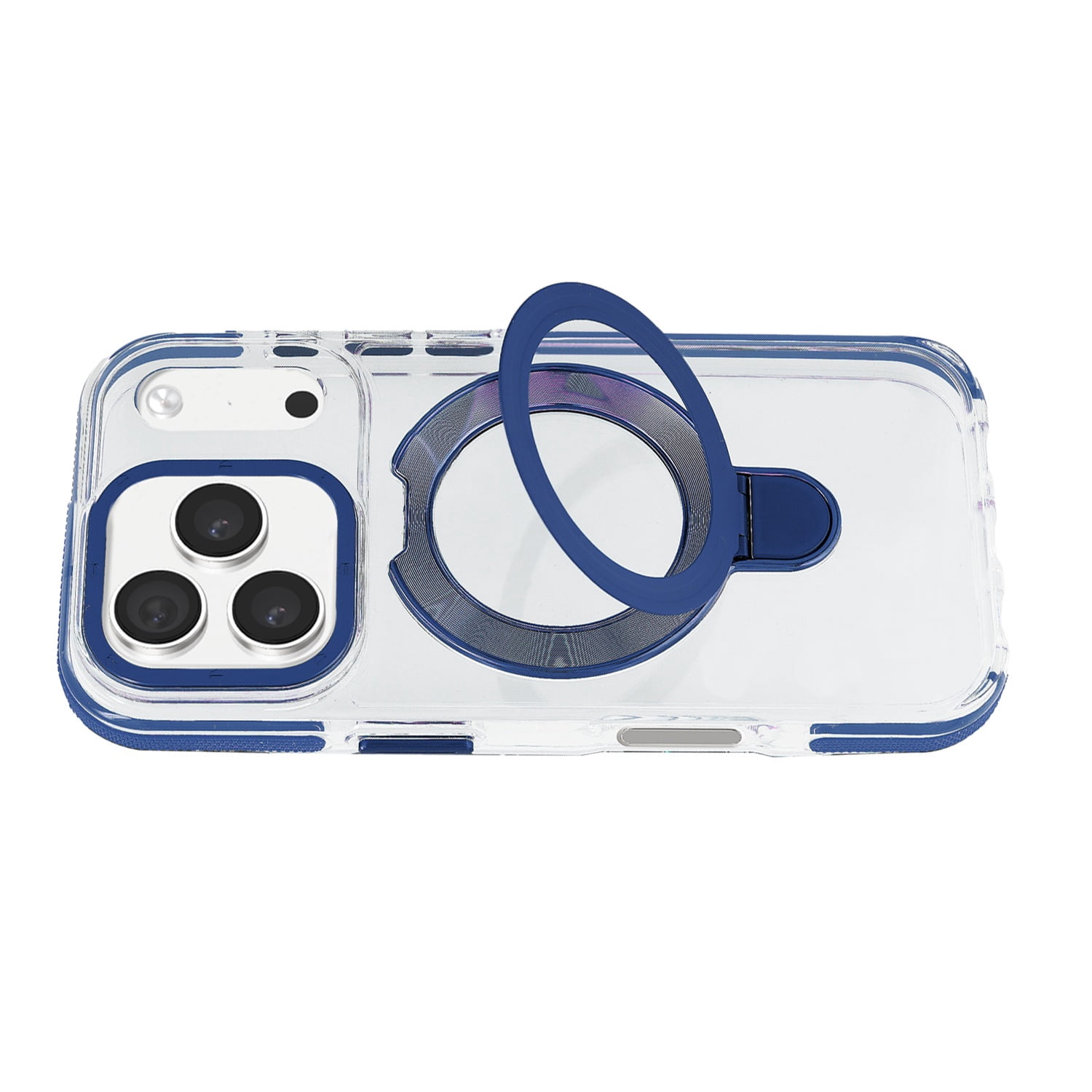 Clear Protective Case with Wireless Charging and Kickstand for iPhone 17 Pro Max - Blue