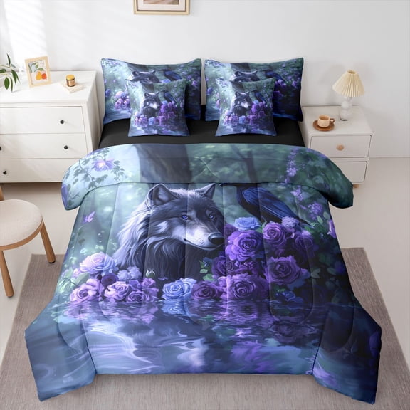 Castle Fairy Twin Safari Wolf Crow Rose Butterfly Bedding Set