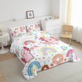 thumbnail image 3 of Feelyou Kawaii Pink Axolotl Full Size Comforter Sets for Child, Dreamy Rainbow Print Bedding Comforter Set, Cartoon Donut Dessert Reversible Bedding Sets, Ultra Soft Bedroom Decor, 3 Pieces, 3 of 8