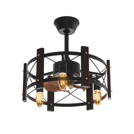 

Magshion Caged Ceiling Fan with Remote Control & 3 Speeds 19 Ceiling Fan without Lights Farmhouse Ceiling Fans Low-Noise for Living Room Bedroom Kitchen Dining Room Black