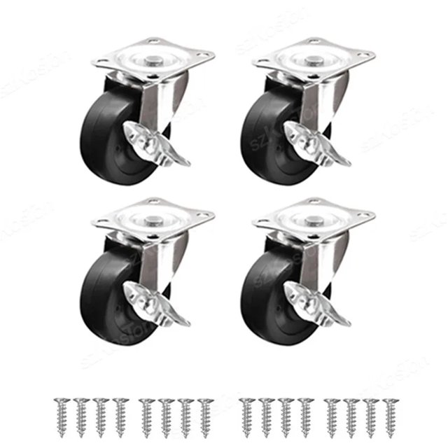 2/4Pcs Heavy Duty Swivel Castor Silent Trolley Wheels Furniture Rotatable Caster with Safety Lock Brake for Table Chair Sofa ,Easy to Use