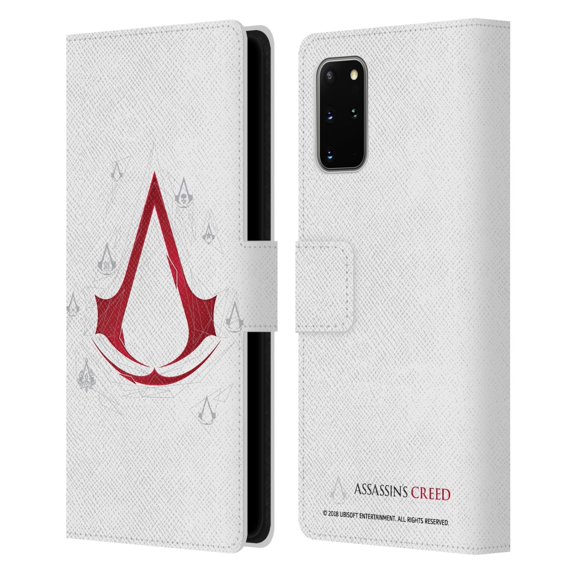 Head Case Designs Officially Licensed Assassin's Creed Legacy Logo Geometric White Leather Book Wallet Case Cover Compatible with Samsung Galaxy S20+ / S20+ 5G