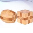 thumbnail image 3 of Shisuyan 2Pcs Bamboo Educational Toy IQ Assembling Ball Cube Ming Luban Lock Intellectual Toy (Bucket Shaped Lock, Square Lock), 3 of 8