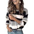 thumbnail image 1 of Pulls Décontractés Manches Longues Col Rond Couleur Patchwork Pull Tops en Tricot, 1 of 7