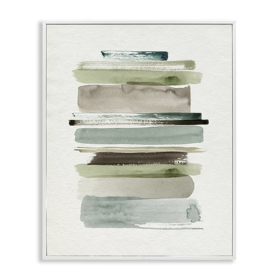 Stupell Industries Contemporary Thick Line Shape Abstraction Green Brown Striped Layers White Framed Giclee Art, 16 x 20, by Grace Popp