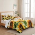 thumbnail image 5 of Twin Quilt Set 68''x86'', Sunflower Bee Lightweight Summer Bedspread Coverlet Set with 2 Pillow Shams, Yellow Botanical Vintage Rose Floral Spring Breathable All Season Quilt Bedding for Dorm/Bedroom, 5 of 9