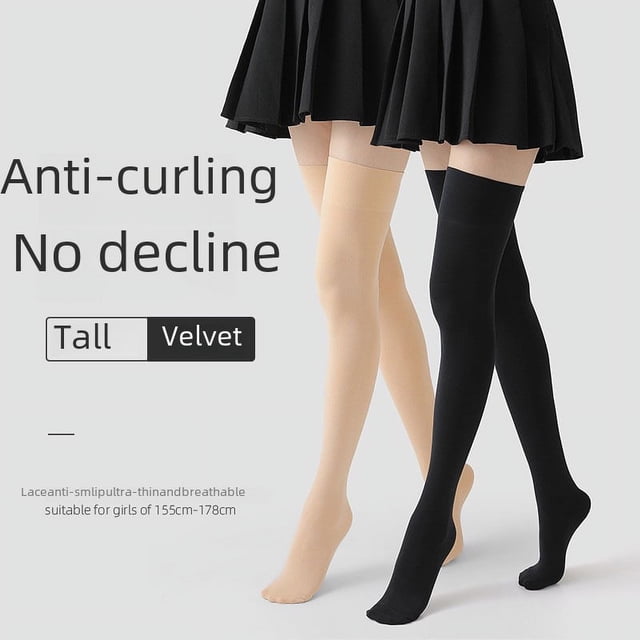 Calcetines largos antideslizantes por encima de la rodilla para mujer, medias blancas finas hasta la mitad de la pantorrilla, de seda negra y blanca, calcetines largos hasta el muslo para