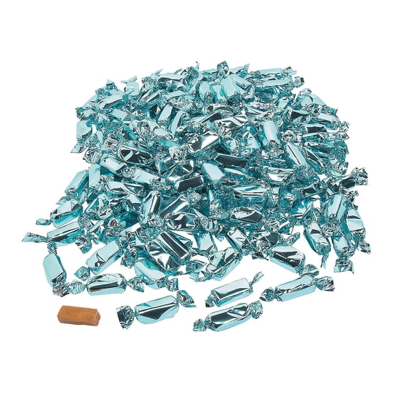 Light Blue Foil Wrapped Caramels (2Lb) - Edibles - 189 Pieces