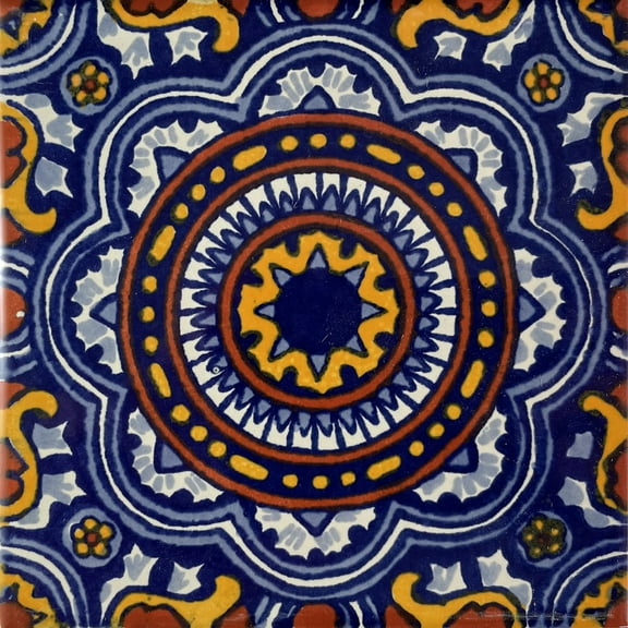 6x6 Full Moroccan Talavera Mexican Tile, Set of 4 pcs