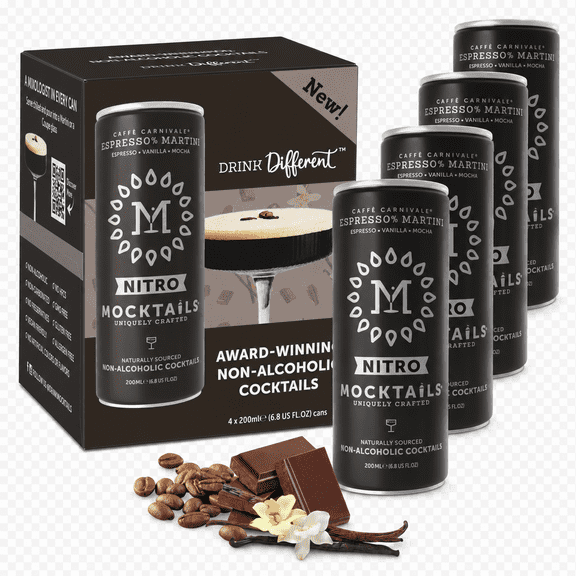 Mocktails Uniquely Crafted Non Alcoholic Caffe Carnival Expresso Martini, 6.8 oz, 4 Pack