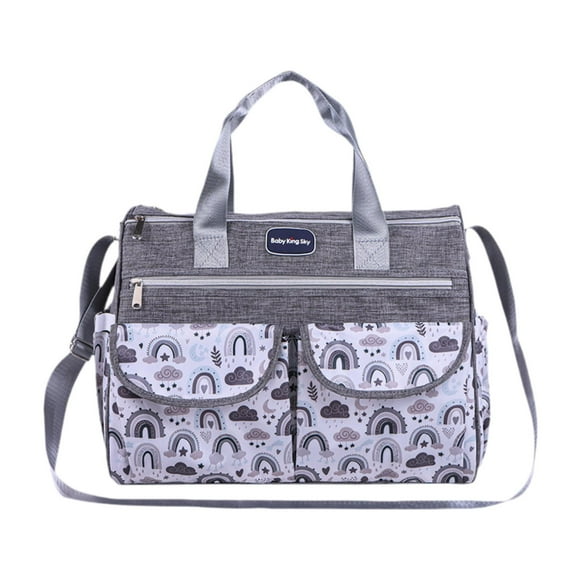 lionlar Diaper Bag Tote Inner Zipper Pockets Travel Large Capacity Baby Changing Bag Gray S