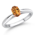 thumbnail image 2 of 925 Sterling Silver and 10K Rose Gold Prongs Orange Red Madeira Citrine Solitaire Engagement Ring for Women (0.40 Cttw, Oval 6X4MM, Gemstone Birthstone, Available in Size 5, 6, 7, 8, 9), 2 of 4