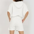 thumbnail image 5 of gbyLJF Sweatsuit for Women 2 Piece Short Sleeve Cropped Hoodie and Elastic Waist Drawstring Shorts Set Summer Tracksuits with Pocket, 5 of 8