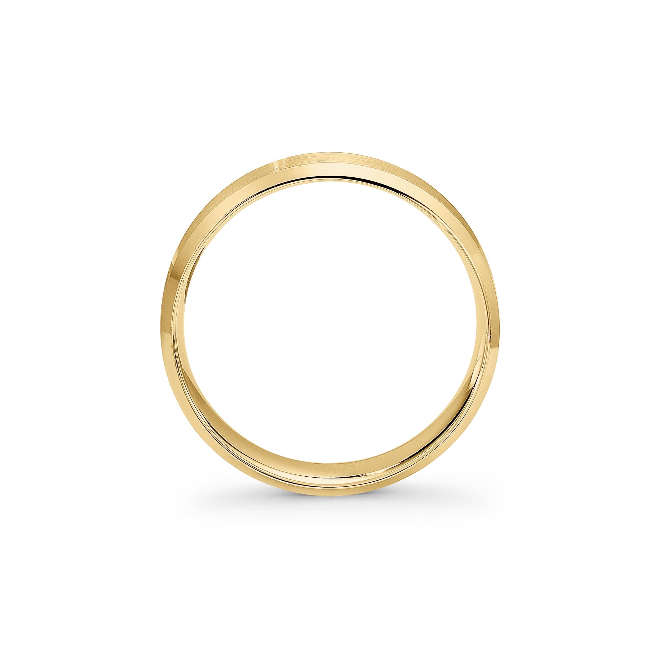 Men's 14K Solid Gold Wedding Band, 6mm, Beveled Edge, Satin Finish, Comfort Fit Ring, 14K Yellow Gold (Stamped for Authenticity), Size 7.5