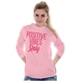 thumbnail image 3 of Breast Cancer Survivor Positive Vibes Women's Long Sleeve T Shirt Brisco Brands S, 3 of 6