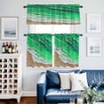 thumbnail image 2 of Green Coastal Beach Kitchen Curtains Sets for Windows 36 Inch Length, Summer Nautical Oil Painting Rod Pocket Window Treatments Tier Curtains and Valances Set for Bedroom/Bathroom, 2 of 8