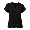 thumbnail image 3 of Stralyhd T Shirts Short Sleeve V Neck Tees Womens Tops Beach Vacation Fashion Clothes 2026 Casual Summer Spring Fall Outfits Black M, 3 of 3