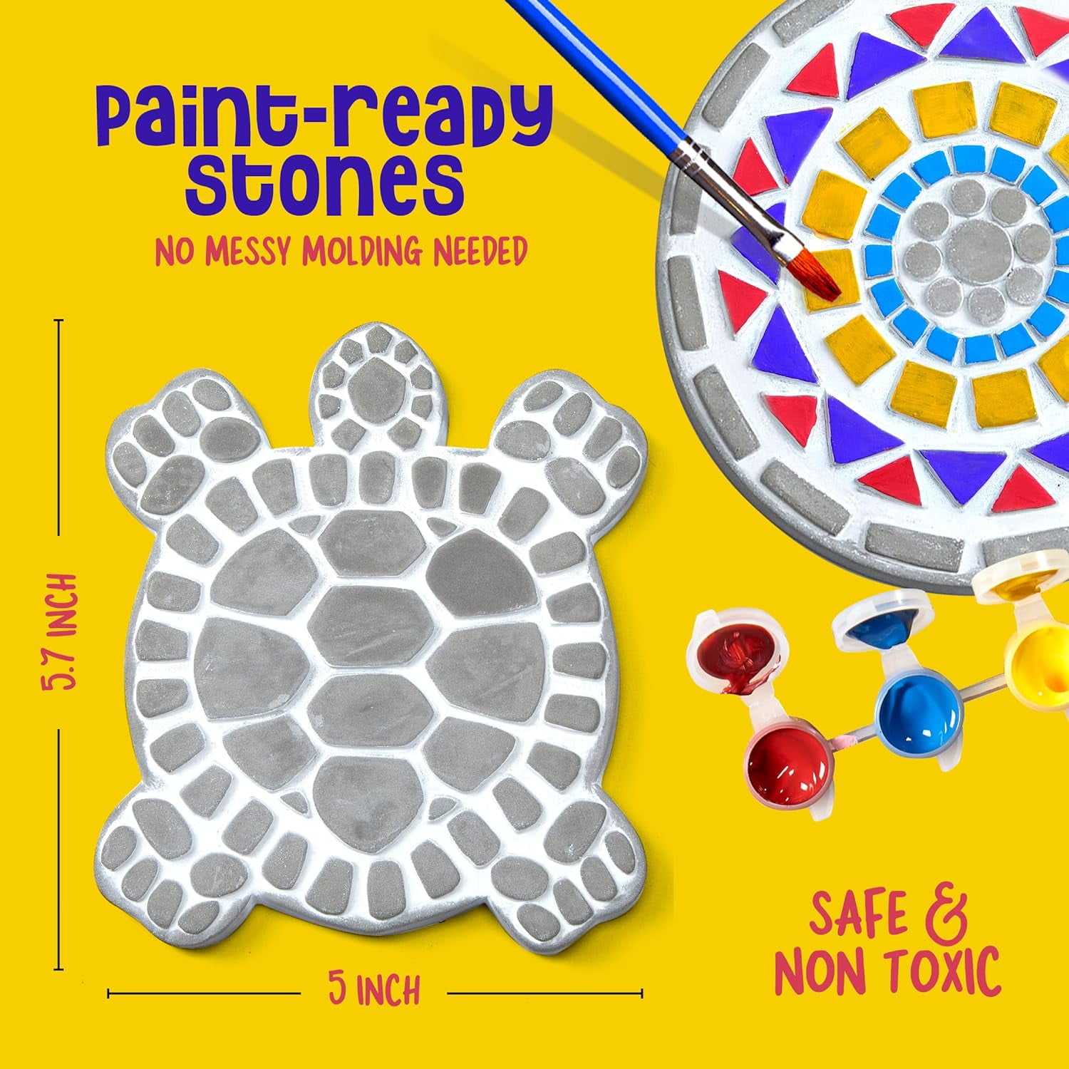 Stepping Stone Painting Kit for Kids - Paint 5 Garden Stones - Arts and Crafts for Boys & Girls Ages 6-12 - Birthday Craft Gift Ideas
