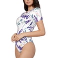 thumbnail image 2 of Naloa Lavender Flowers Women's Short-Sleeved Onesie, One-Piece Swimsuit for Parties, dates, clubs - XX-Large, 2 of 9