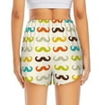 thumbnail image 2 of Lsque Colorful Mustache Printed Women's Running Shorts with Liner Pockets,Elastic Quick Dry Workout Athletic Gym Yoga Shorts,Womens High Waist Shorts-Small, 2 of 9