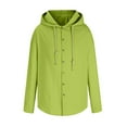 thumbnail image 4 of ZCFZJW Cotton Linen Hoodies for Men Drawstring Hooded Button Down Beach Hippie Shirt Casual Lightweight Soft Long Sleeve Blouse Tops NEW-Green XXL, 4 of 6
