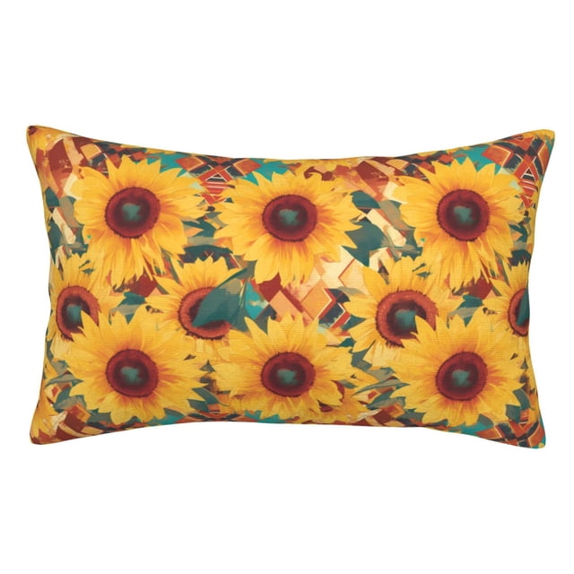 Fotbe Colorful Bohemian Sunflower Funda de Almohada Decorativa Estilo Occidental, Lujo en Algodón, Fundas para Almohadas King, Cojín Estampado para Decoración del Hogar-20"x30"