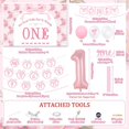 thumbnail image 5 of Pink Bow 1st Birthday Party Decorations Bow Floral Our Sweet Little Girl Is Turning One Backdrop Pink Bow Month Photo Banner Cake Topper for Baby Pincess Girls First Birthday Party Supplies, 5 of 6