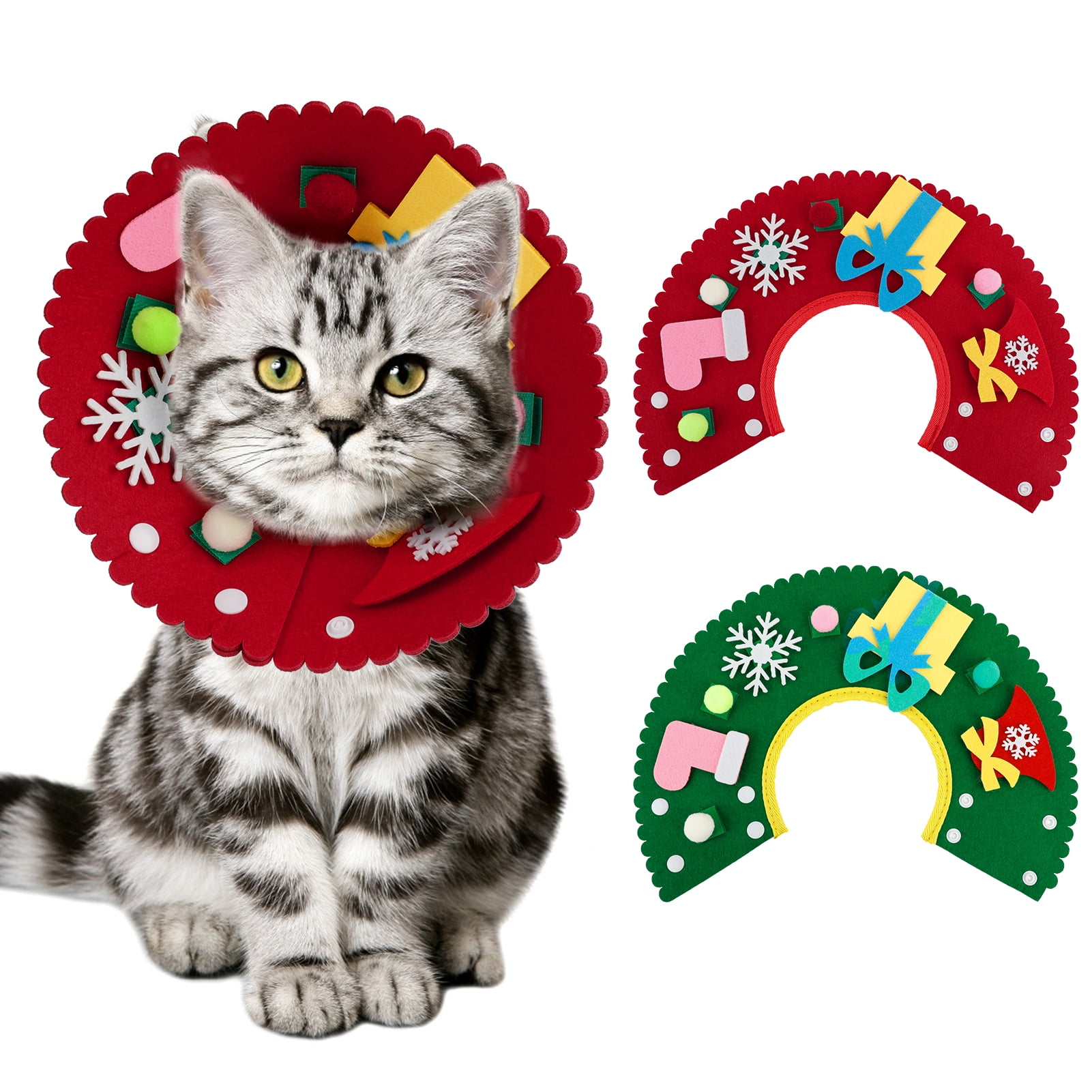 Cat Neck Collar Felt 2PCS Cute Cat Recovery Collar Kitten ECollar for