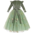 thumbnail image 2 of IDOPIP Flower Girls Dress Fall Winter Long Sleeve Embroidery Velvet Tutu Dress Wedding Pageant Ball Gown, 2 of 9