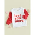 thumbnail image 3 of Bslissey Toddler Baby Boys Girls Valentines Day Sweatshirt Long Sleeve Letter Print Hoodie Infant Loose Pullover Tops 6M 12M 18M 24M 3T 4T Kids Casual Daily Clothes, 3 of 9