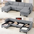 thumbnail image 1 of Puremind Modular Sectional Sofa with Storage, U/L Shaped Sectional Couch with Movable Ottoman, Convertible Sleeper Sofa for Living Room/Apartment, Light Gray, 1 of 6