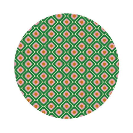 

Salouo 60s and 70s Style Print Round Coaster Drink Coasters Leather Bar Beer Beverage Coasters for Drinks Set of 4 for Tabletop Protection Coffee Table Decor