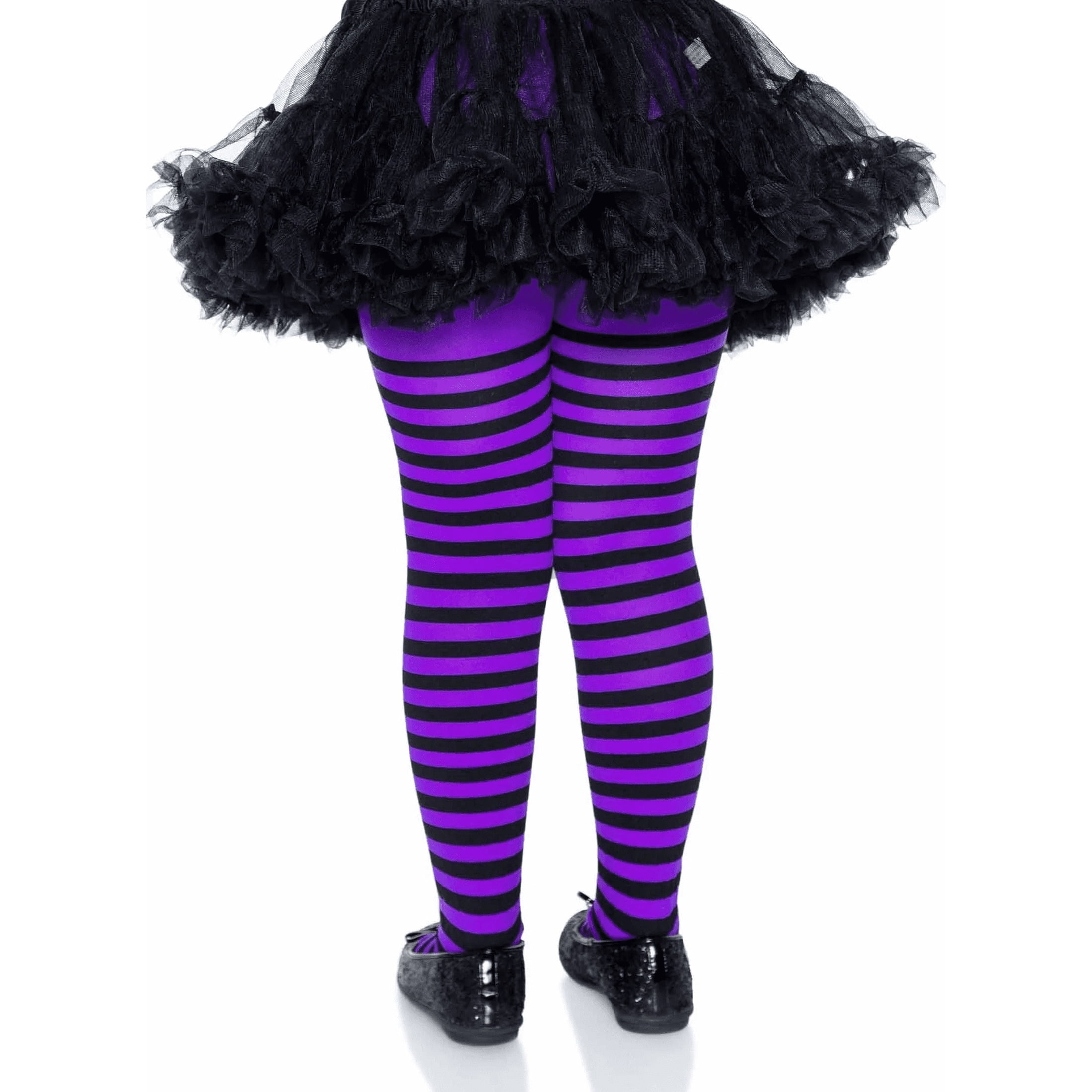 Striped Tights Costume Accessory for Children, Black and Purple, S (6/6X), Halloween by Way To Celebrate