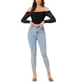 thumbnail image 2 of INSPIRE CHIC Mesh Sheer Long Sleeve Corset Crop Top for Women Ruched Off Shoulder Blouse Push Up Party Boned Bustier XS Black, 2 of 6