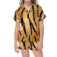thumbnail image 2 of Luvoko Child Kids Girls Tiger Pattern Printed Short Sleeve Button Down Pajamas Shorts Set Sleepwear Outfits 5t Kids Robe Cat And Girls Robe Girl Pajamas Long Sleeve Girls Robe Child Robes Little Girls, 2 of 4