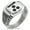 Silver, variant on Stainless Steel Mouri Samurai Crest CZ Ribbed Needle Stripe Pattern Biker Style Polished Ring