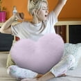 thumbnail image 4 of Wadada Soft Heart Throw Pillow Plush Heart Shaped Decorative Pillow Faux Rabbit Fluffy Heart Shaped Cushion for Girl on Valentine's Day Fit for Living Bed Dining Sofa Car (Purple), 4 of 6