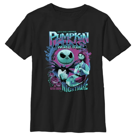 Boy's The Nightmare Before Christmas Jack Skellington's World Tour Graphic Tee Black Medium