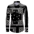thumbnail image 3 of Camisas Para Hombre Manga Larga De AlgodóN Camisas estampadas informales de manga larga para otoño e invierno para hombre, blusas superiores a la (Black, XXL), 3 of 4
