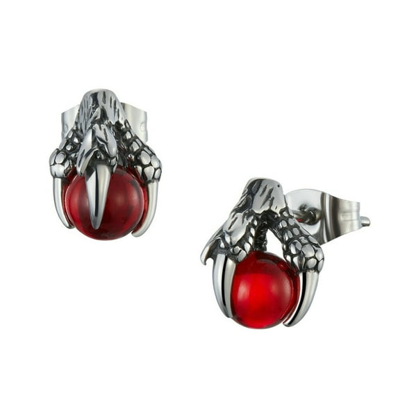 SHOWERORO 1 Pair Dragon Claw Jewelry Red Glass Earrings For Women Adornment Festival Parties
