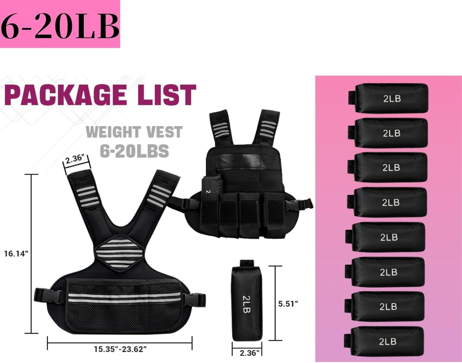 Accreate Comfortable and Versatile Weighted Vest for Women - Perfect for Running, HIIT, and More, 6-20 lbs