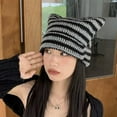 thumbnail image 7 of Crochet Hats for Women Punk Grunge Design Beanies for Women Cat Meow Winter Hat Beret Two Cute Ears Beanies, 7 of 7