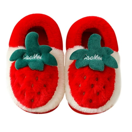 

JDEFEG House Slippers Toddler Size 8 Bedroom Slippers for Kids Cotton Slippers Girls Boys Cartoon Strawberry Pattern House Slippers Winter Warm Indoor Shoes Toddler Girl Fuzzy Bunny Slippers Red 30