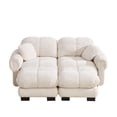 thumbnail image 4 of Chenille Cloud U-Shaped Loveseat Sofa,Stylish petal design Sofa Couch with Movable Ottoman,Exquisite pillows and quilted back cushions,Soft padded armrests,Easy Assembly,Fits Living Room,Cream Beige, 4 of 8
