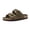 Taupe, variant on Cushionaire Cashew Slip On Genuine Suede Leather Womens Sandals - Braided Double-Strap Design with Adjustable Big Buckle | Sandals for Women