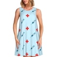 thumbnail image 1 of Fotbe Syringe And Red Cross Vestido de Verano sin Mangas para Mujer – Vestido Midi Línea A, Estilo Camiseta Floral, Vestido Playero Casual y Fluido, 1 of 7
