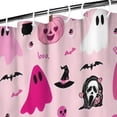 thumbnail image 3 of Halloween Pink Ghosts and Witchy Elements Shower Curtain 36"x72" ,Bathroom Decorative Shower Curtains Set with 12 Hooks,Modern Waterproof Washable Shower Curtain, 3 of 6