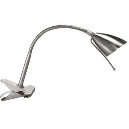 Clip Halogen Lamp - Dainolite 1-Light Halogen Gooseneck Clip-On Lamp - Satin Chrome