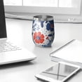 thumbnail image 3 of 12oz Stemless Wine Tumblers Pioneer Flower Vacuum Insulated Stainless Steel Travel Tumbler Cups Mug with Lid and Straw for Champaign,Cocktail,Beer with Cleaning Brush, 3 of 5